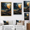thumbnail image 4 of Designart "Golden Planet Orbit in Blue and Gold" Astronomy & Space Canvas Wall Art - Global Blue Planets Entryway Wall Art Print, 4 of 6