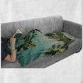 thumbnail image 6 of Palm Soft Flannel Fleece Throw Blanket, Retro Summer Inspired Grunge Landscape Image with Tall Trees and Ombre Effect Sky, Cozy Plush for Indoor and Outdoor Use, 50" x 70", Multicolor, by Ambesonne, 6 of 6