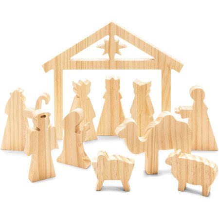 Small Wood Nativity Scene for Diy Crafts (11 Piece Set) | Walmart Canada