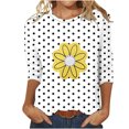 thumbnail image 1 of Camisetas Casuales de las Mujeres de Moda Impresa 3/4 Mangas Blusa Cuello Redondo para el Hogar Y Diario, 1 of 4