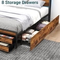 thumbnail image 6 of AENKYO Queen Size Bed Frame with 8 Storage Drawers, Headboard with Charging Station and LED Lights, Rustic Brown, 6 of 9