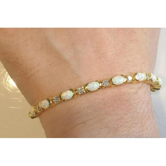 Women Opal Tennis Bracelet,Silver,Women Gift For Valentine,Gold plated