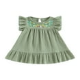 thumbnail image 1 of Filles Tout-Petits Volant Manches Cou-de-Cou Broderie Florale Robe de Princesse, 1 of 9