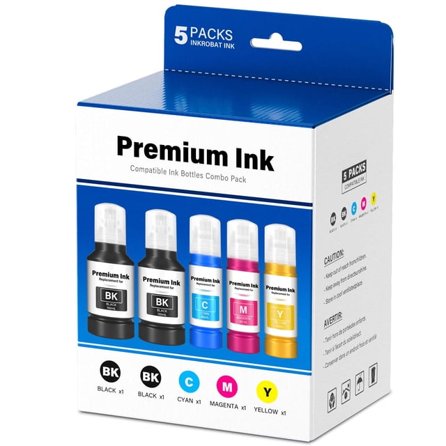 Botellas de recarga de tinta INKROBAT T502, paquete de 5 para Epson