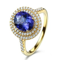 Designer 2 Carat Double Halo Sapphire and Diamond Engagement Ring in Yellow Gold