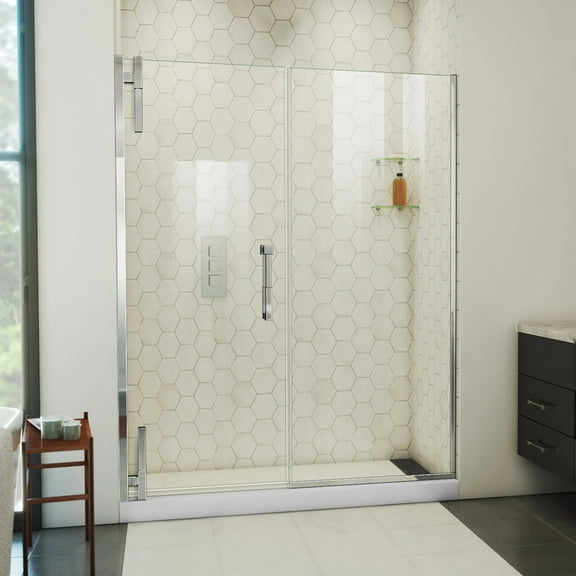 DreamLine Ascend 56 - 57 inch W x 72 inch H Frameless Pivot Shower Door in Chrome