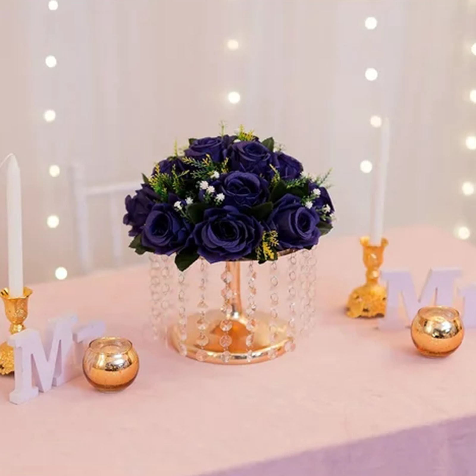 WYQLFSB Artificial Flowers for Outdoor 10pcs Dark Blue Road Flower Main Table Flower Silk Flower Flower Ball Wedding Car Staircase Decoration Wedding Supplies Props Home Decor Navy One Size