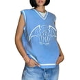 thumbnail image 2 of Okbabeha Women’s V Neck Sleeveless Animal Pattern Loose Knit Sweater Vest, 2 of 9