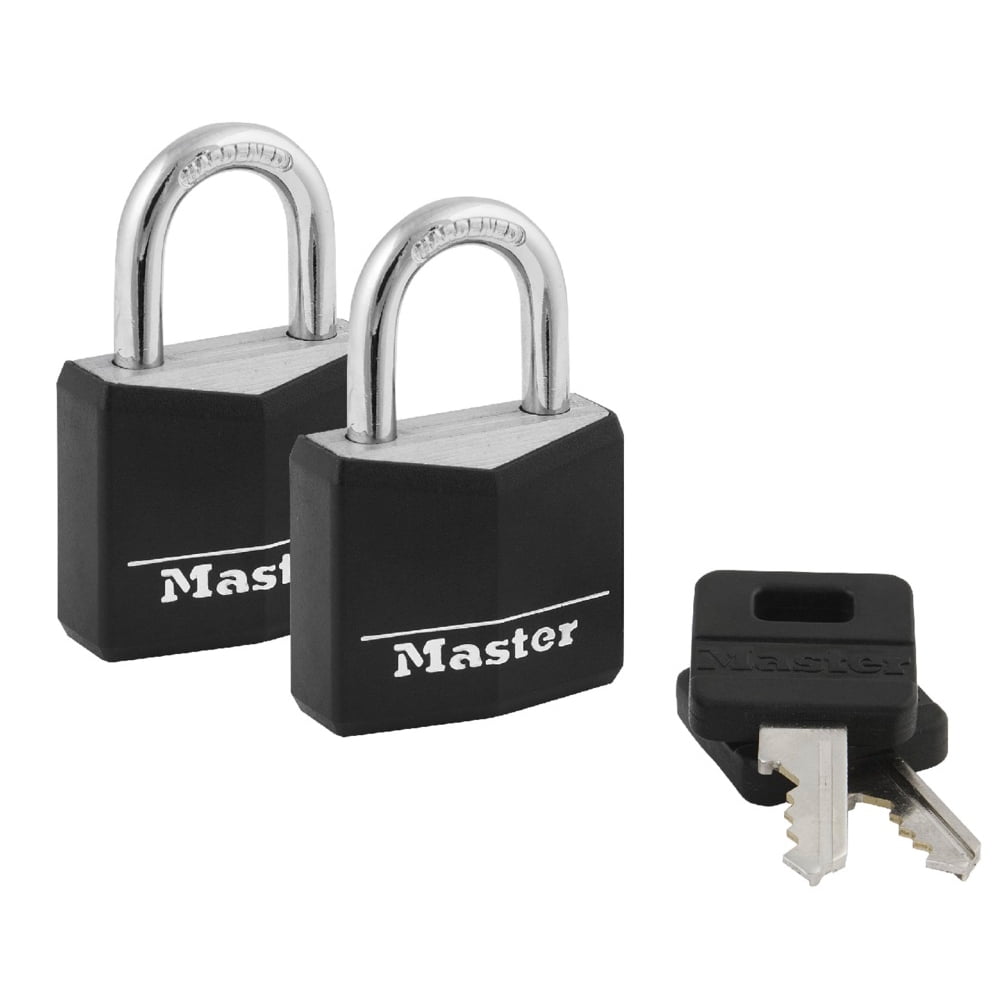 Master Lock 1-3/16 Wide Keys Set Weatherproof Solid Body Dual Padlock 4 Pack Kit 
