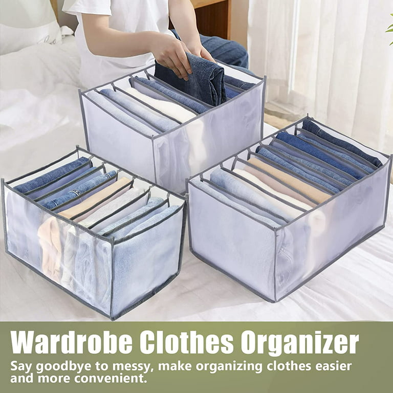 4PCS Wardrobe Clothes Organizer 7 Grids, Closet Organizers and Storage  Baskets, Clothing Storage Bins,Washable Foldable Drawer Clothes Compartment Storage  Box for Bedroom Dorm Room 