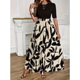thumbnail image 6 of Women Fashion Elastic Waist Printed Long A-line Skirt Summer High-end Temperament Commuting Drape Pleated Skirt for Women's Size M, 6 of 10