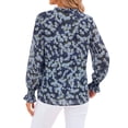 thumbnail image 4 of Fantaslook Floral V Neck Blouses for Women Loose Lined Flowy Shirts Trendy Smocked Cuff Long Sleeve Tops, 4 of 9