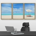 thumbnail image 2 of wall26 - 3 Piece Framed Canvas Wall Art - Beach Chairs on The White Sand Beach with Cloudy Blue Sky - Modern Home Art Stretched and Framed Ready to Hang - 24"x36"x3 NATURAL, 2 of 5