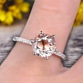 thumbnail image 4 of Round Morganite 1.5 Carat Engagement Ring Solid 10K Rose Gold Wedding Ring Basket Underneath Halo Pink Gemstone Promise Ring For Bride, 4 of 5