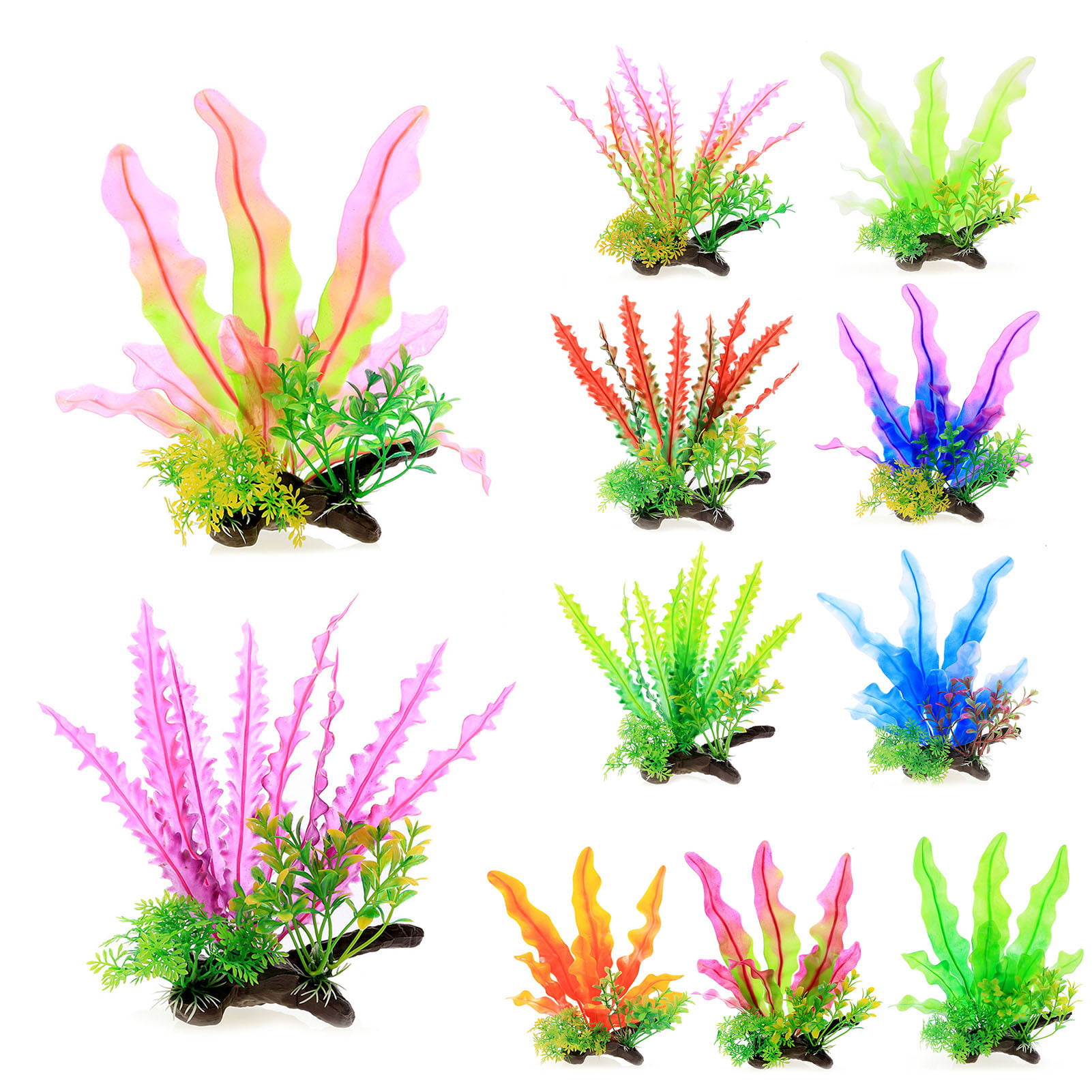 Plastic Aquarium Coconut Trees Fish Tank Plants Ornament Decoration Fresh G$H LL 