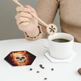 thumbnail image 6 of Disketp Satanic Skull In Flames In The Darkness Funny Coasters,4 Pcs Leather Coasters With Holder, Perfect Housewarming Hostess Gifts,Protect Furniture From Water Marks Scratch, 6 of 9