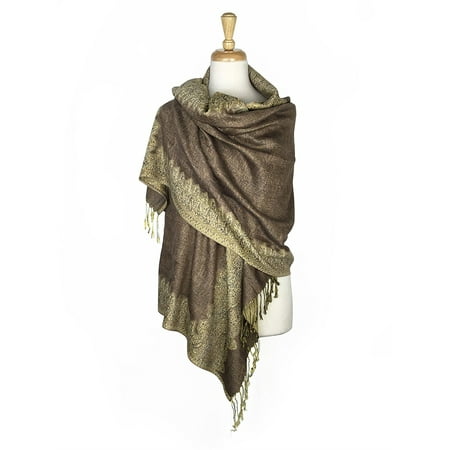 Layer Scarf - Paskmlna® Border Pattern Double Layered Reversible Woven Pashmina Shawl Scarf Wrap Stole #12