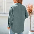 thumbnail image 6 of Women Casual Button Up Shirt Loose Turn Down Collar Long Sleeve Blouse Tops with Pocket for Office Work Olive Green S, 6 of 7