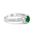 thumbnail image 4 of Halo Round Engagement Ring Green Emerald CZ 925 Sterling Silver Size 5, 4 of 7