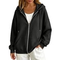 thumbnail image 2 of Zip Up Hoodie Women 2026 Y2K Casual Long Sleeve Oversized Hooded Sweatshirts Fall Winter Comfy Jackets with Pockets Black S, 2 of 6