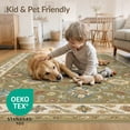 thumbnail image 4 of ODIKA 4'x6' Olive Blue Gaia Floral Elegance Washable Area Rug Intricate Botanical Motifs with Border Non-Slip, Chair-Friendly, Flatwoven for Home Office, Under Desk, 4 of 7