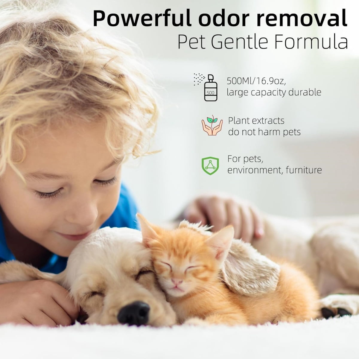 Pet Deodorizing Spray Cleaner Pet Smell Eliminator -16.9oz Dog and Cat Deodorizing Spray for Home