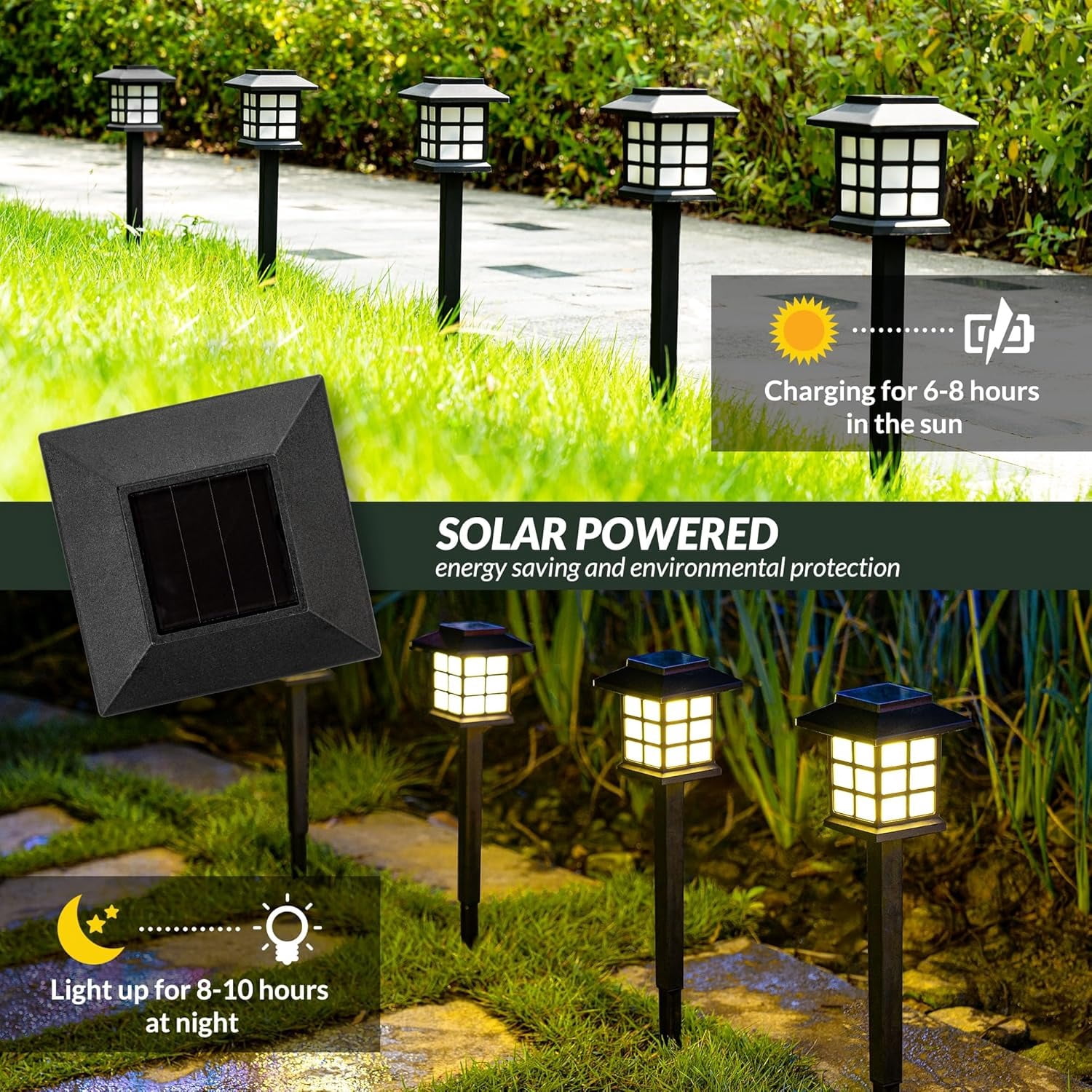 Mibote Solar Outdoor Lights,12 Pcs LED Solar Lights Outdoor Waterproof, Solar Walkway Maintain of Lighting for Your Garden, Yard, Patio, Driveway