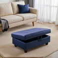 thumbnail image 6 of Faux Leather Storage Ottoman with Hidden Compartment for Bedroom, Blue, 6 of 9