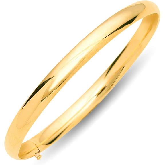 Floreo 10k Yellow Gold 6mm High Polish Shiny Bangle Bracelet 8 Inch