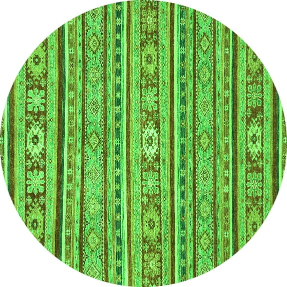 Ahgly Company Indoor Round Oriental Green Modern Area Rugs, 3' Round