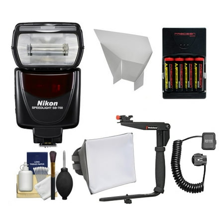 Nikon SB-700 AF Speedlight Flash with Bracket + Cord + Softbox + Reflecter + Batteries for D3300, D3400, D5500, D7200, D500, D610, D750, D810 Cameras