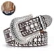 thumbnail image 1 of Cinturón de diamantes de imitación para mujer Cinturón de cuero con tachuelas y brillantes para vaqueros y pantalones café, 1 of 8