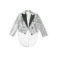 thumbnail image 3 of YUUMIN Kids Boys Sequins Tuxedo Jacket Suit Tailcoat Swallowtail Blazer Wedding Pageant Birthday Silver 8, 3 of 5