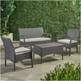thumbnail image 3 of Modern Outdoor Wicker Sofa Set 4pc, Grey PE Rattan Patio Furniture with Waterproof Fabric Cushions, 3 of 10