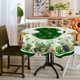 thumbnail image 2 of St Patricks Day Tablecloth 60 Inch, Shamrock Green Round Tablecloth, Holiday Shamrock and Gnomes Truck Kitchen St Patricks Day Decorations for Table,Party, 2 of 5