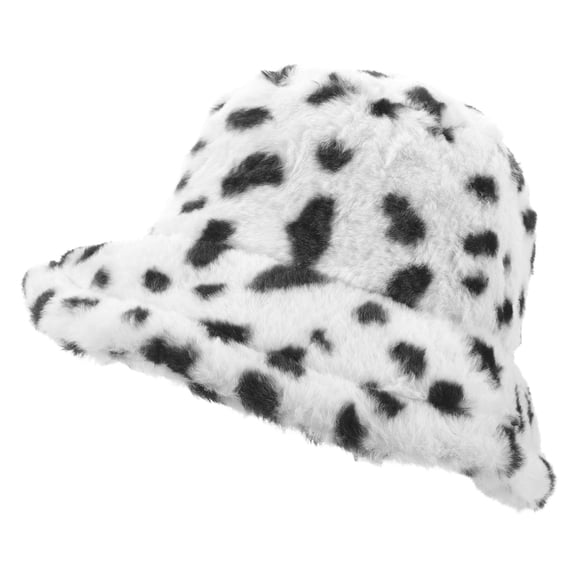 HONMEET Women's Plush Bucket Hat White Polyester Warm Autumn Winter Hat Soft Cozy Headwear