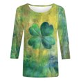 thumbnail image 5 of successthop Green Womens Plus Size Tops 3/4 Sleeve St Patricks Day Crew Neck Polyester Casual St. Patricks Day Blouse Tops for Irish Themed Gifts XL, 5 of 5