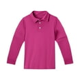 thumbnail image 4 of Girls School Uniform Long Sleeve Polo Shirt Kids Golf Polo Shirts Purple Pink 130, 4 of 5