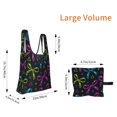 thumbnail image 2 of Shopping Bag 17.5×4.5×15in Crack Resistant Waterproof Super Large Capacity Reusable Extended Handle Can Be Carried Or One Shoulder Bold Thin Neon Contemporary Ribbon Bow Pattern, 2 of 8