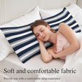 thumbnail image 6 of Navy Blue Gray Stripe Body Pillow Cover 20x54, Modern Farmhouse Horizontal Striped Decorative Pillowcase with Zipper, Microfiber Pillow Protector, Soft Breathable Long Lumbar Pillowcases for Women, 6 of 9