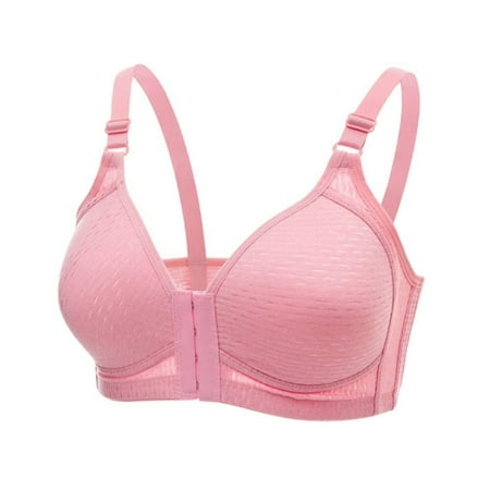 Baywell Women Wirefree Soft Bralette Front Closure Push up Bra Seamless Bras Thin Brassiere Adjustable Shoulder Straps  Pink  36/80