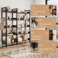 thumbnail image 6 of Memoryfield 5-Tier Corner Bookshelf, Convertible Bookcase with 4 Hooks, Industrial Metal Frame Bookshelves with Open Shelves for Living Room, Bedroom, Home Office, Brown, 6 of 7