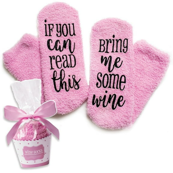 Luxury Wine Socks with Cupcake Gift Packaging: Christmas Gifts with If You Can Read This Socks Bring Me Some Wine Phrase