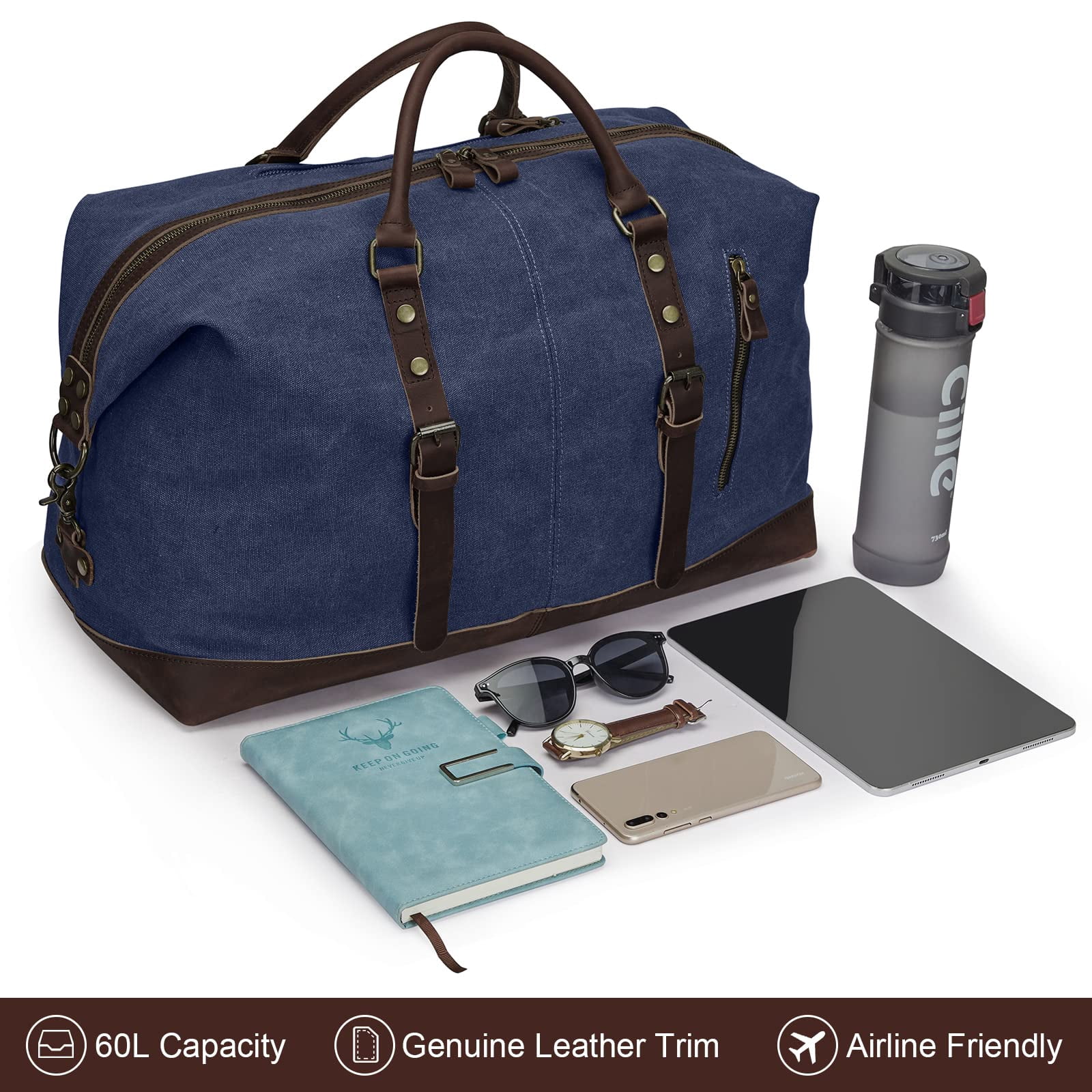 S-ZONE Duffle Bag for Travel Canvas Duffel Bag Carry on Weekender Bag for Men