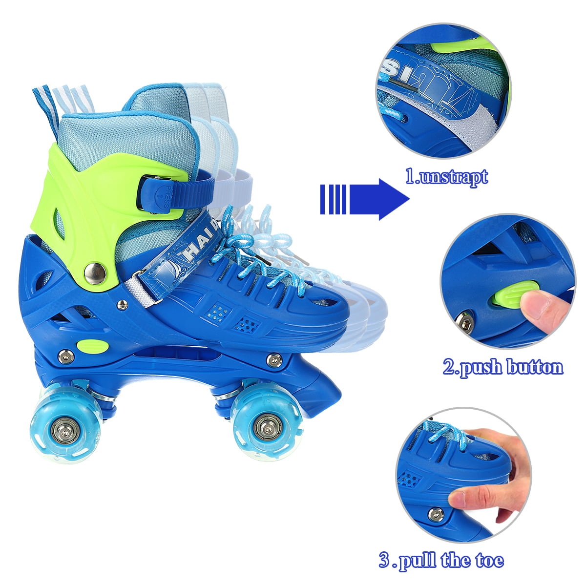 Buy Kids Quad Roller Skates for Boys Girls Adjustable Beginner 