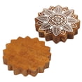 thumbnail image 3 of IBA Indianbeautifulart Textile Printing Block Floral Mandala Hand Carved Wooden Stamp Wood Block Printing Textile Stamp For Fabric /Pottery Blocks- 5 Inches, 3 of 6