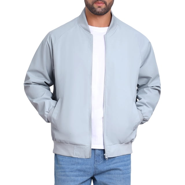 Chaqueta Bomber INSPIRE CHIC para hombres, abrigo de otoño, cierre completo, puños acanalados, chaqueta de béisbol 2XL gris