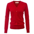 thumbnail image 5 of Grace Karin Classic Women's Long Sleeve Button Down Vee Neck Red Sweater Knit Cardigan(S~3XL), 5 of 6