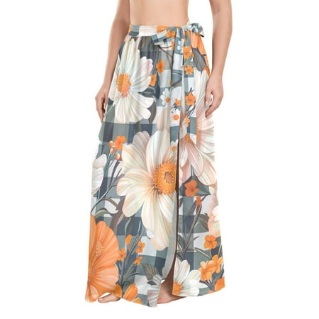 FORMRS Beach Sarong for Women Semi-Sheer Wrap Skirt Swimsuit Cover Up  Sunny Blooms