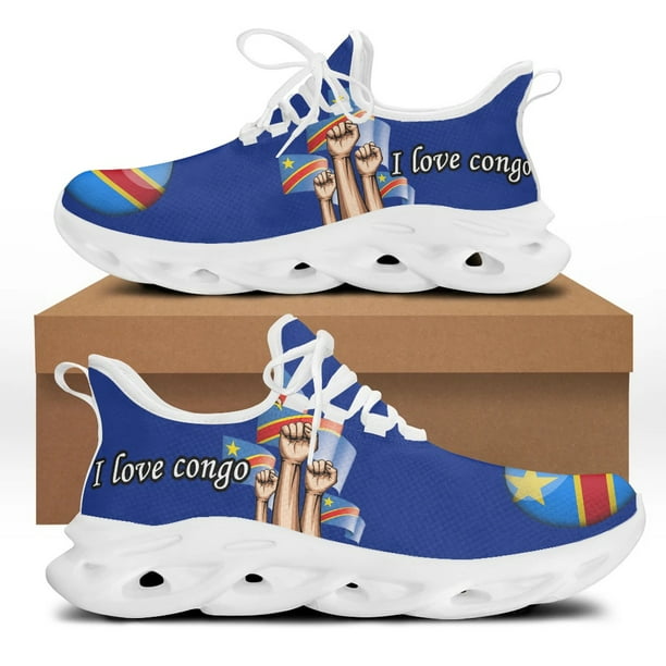 Zapatillas deportivas gruesas y transpirables de verano para hombre, para todas las estaciones, con diseño de la bandera del Congo, suela gruesa patriótica, calzado que aumenta la altura.